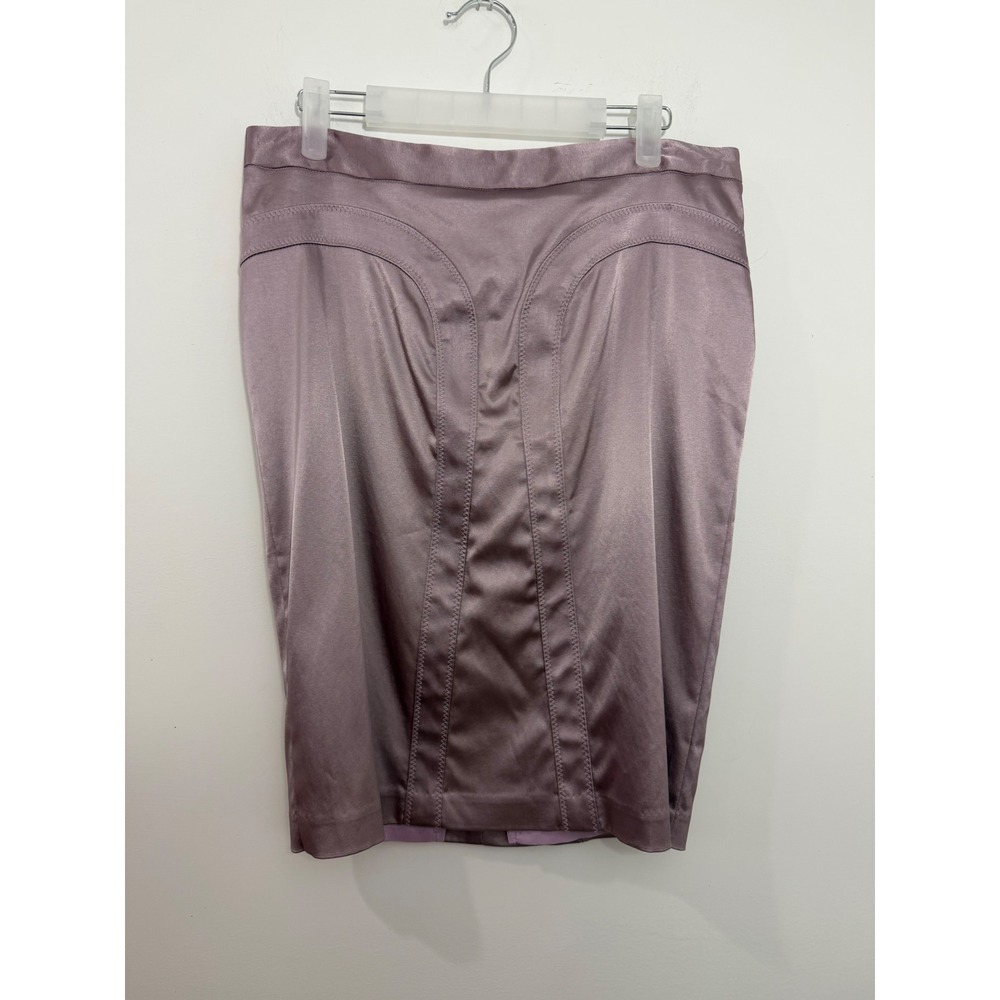 Laundry by Shelli Segal Mauve Satin Pencil Skirt Buckle Detail Size 6 Lavender